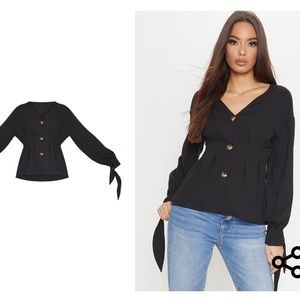 Black Tie Sleeve Blouse